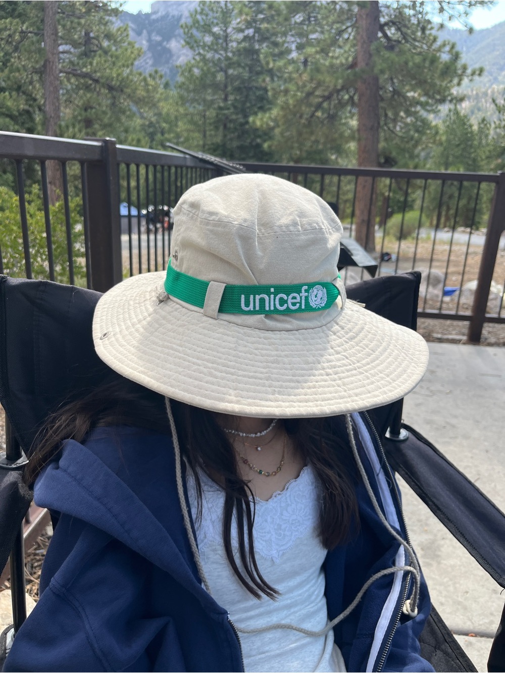 Unicef Kids Beige Sun bucket Hat with Green Band
